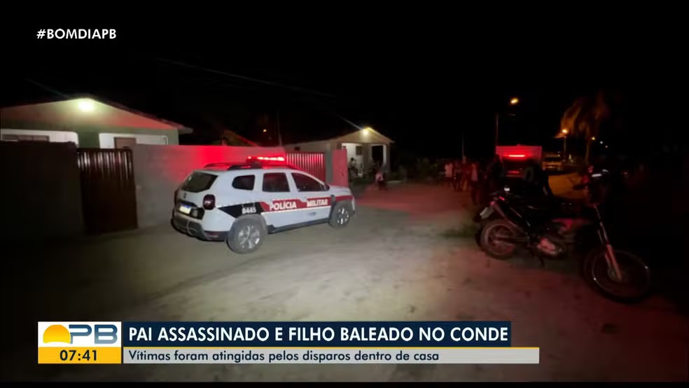 Pai foi morto e filho de 11 anos ficou baleado durante execução em COnde, na Paraíba - Foto: TV Cabo Branco/Reprodução
