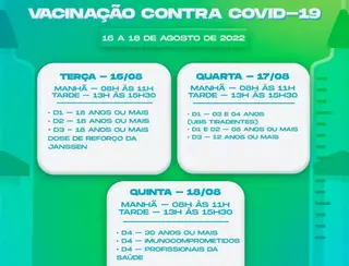 Veja cronograma de vacinação contra Covid-19 em Mari, para os dias 16, 17 e 18 de agosto